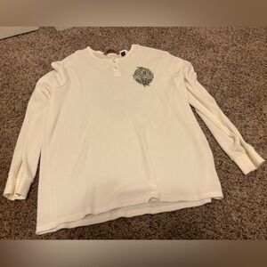 Cream Long Sleeve Henley Shirt